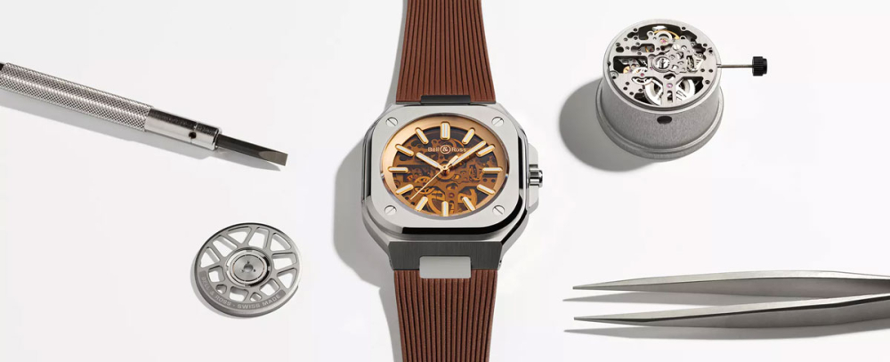 detail Bell & Ross BR 05 Skeleton Golden BR05A-CH-SKST/SRB