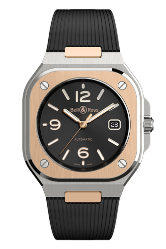 detail Bell & Ross BR 05 Black Steel & Gold BR05A-BL-STPG/SRB