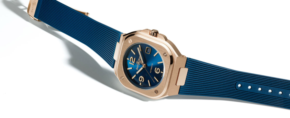 detail Bell & Ross BR 05 Blue Gold BR05A-BLU-PG/SRB
