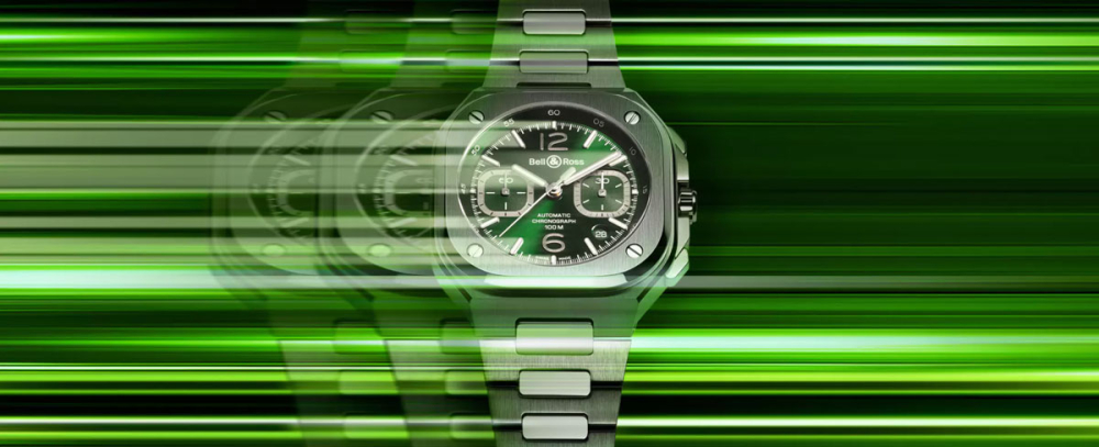 detail Bell & Ross BR 05 Chrono Green Steel BR05C-GN-ST/SST