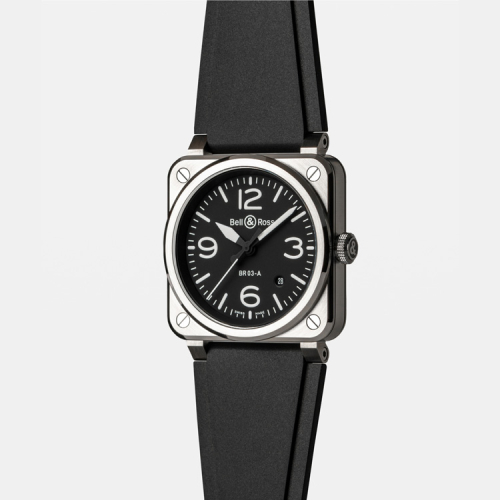 detail Bell & Ross New BR-03 Black Steel BR03A-BL-ST/SRB