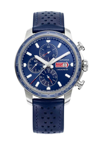 detail Chopard Mille Miglia GT Azzurro Chrono 168571-3007