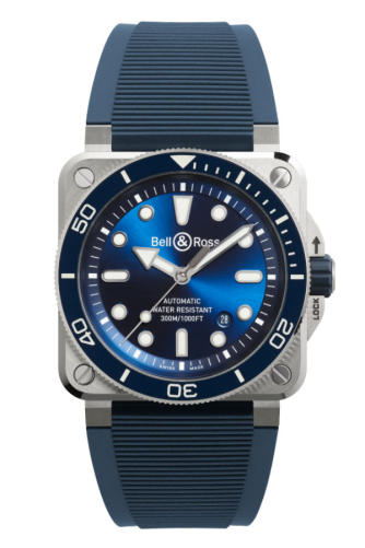 detail Bell & Ross BR 03 Diver Blue Steel BR03A-D-BLU-ST/SRB