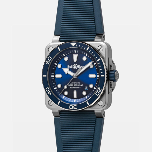 detail Bell & Ross BR 03 Diver Blue Steel BR03A-D-BLU-ST/SRB