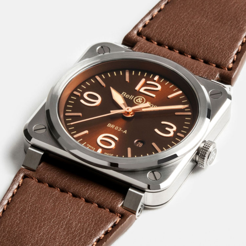 detail Bell & Ross New BR 03 Golden Heritage BR03A-GH-ST/SCA