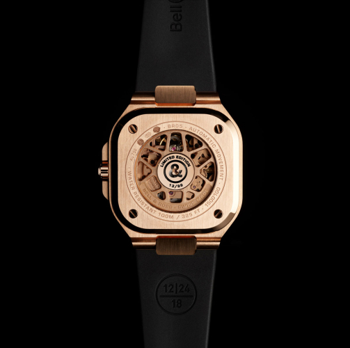 detail Bell & Ross BR 05 Skeleton Gold BR05A-PG-SK-PG/SRB