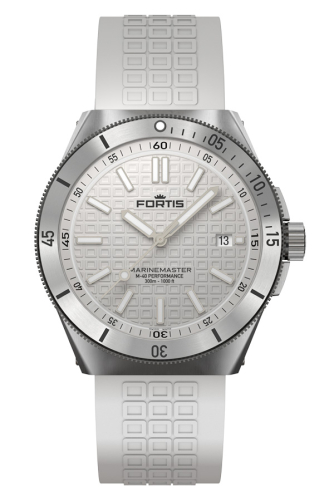 detail Fortis Marinemaster M-40 Snow White on Horizon Strap F8120009