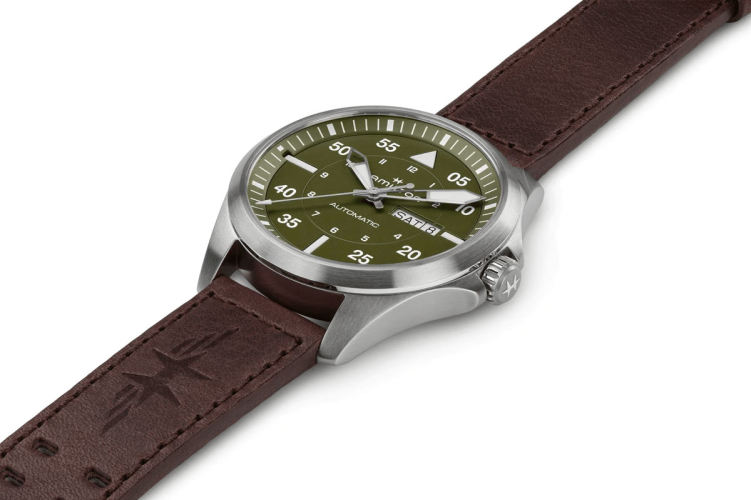 detail Hamilton Khaki Aviation Pilot Day Date Auto H64635560