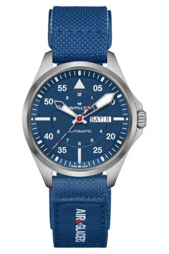 detail Hamilton Khaki Aviation Pilot Day Date Auto - Air - Glaciers Edition H64655941