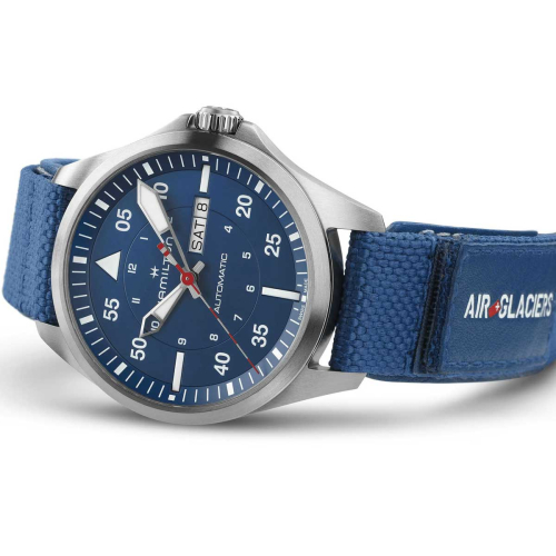 detail Hamilton Khaki Aviation Pilot Day Date Auto - Air - Glaciers Edition H64655941