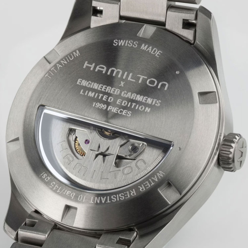 detail Hamilton Khaki Field Titanium Auto 36mm Limited Edition Engineered Garments