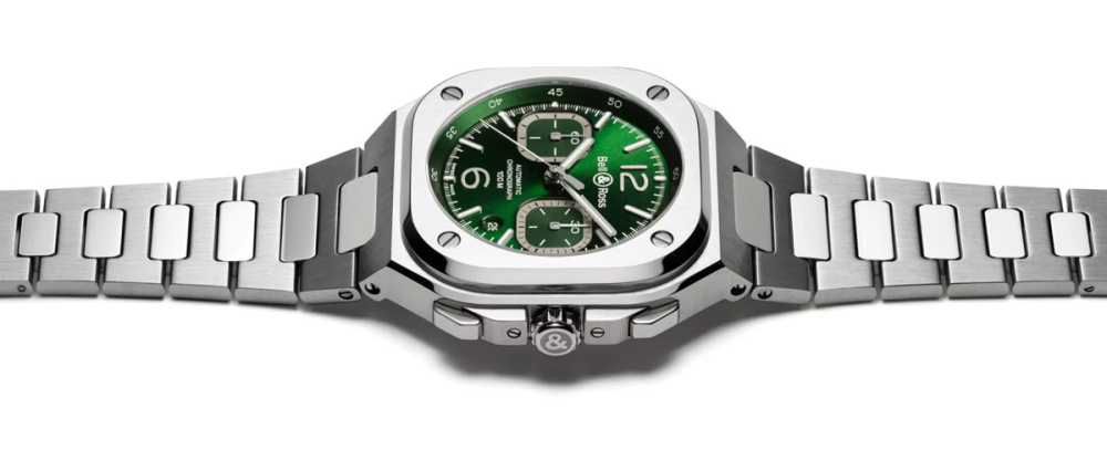 detail Bell & Ross BR 05 Chrono Green Steel BR05C-GN-ST/SST