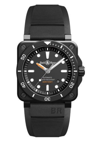 detail Bell & Ross BR03-92 Diver Black Matte BR0392-D-BL-CE/SRB