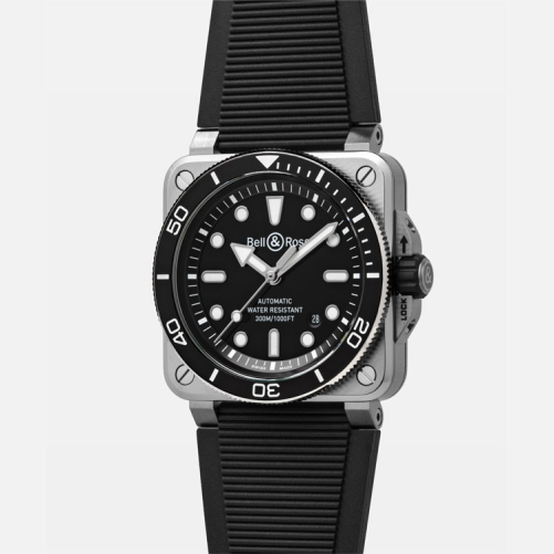 detail Bell & Ross BR 03 Diver Black Steel BR03A-D-BL-ST/SRB
