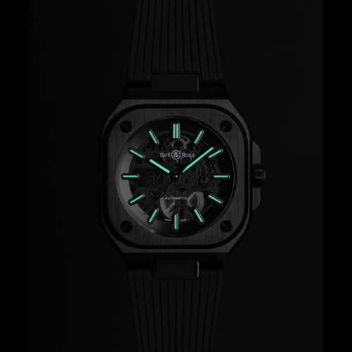 detail Bell & Ross BR 05 Skeleton Black Ceramic BR05A-BL-SK-CE/SRB