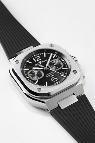 detail Bell & Ross BR 05 Chrono Black Steel BR05C-BL-ST/SRB